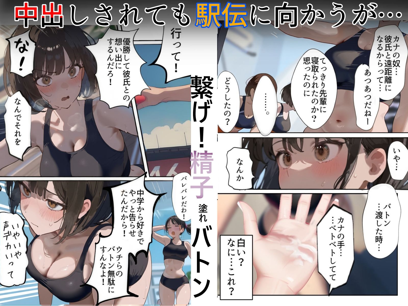 開催!寝取られ駅伝〜陸上女子は大会中に先輩OB達に中出し孕ませられても繋げ!精子塗れのバトンで優勝狙う!大学で遠距離になる前最後の幼馴染彼氏との初セックスは延期で色黒チャラ男OBに寝取られる話 画像7