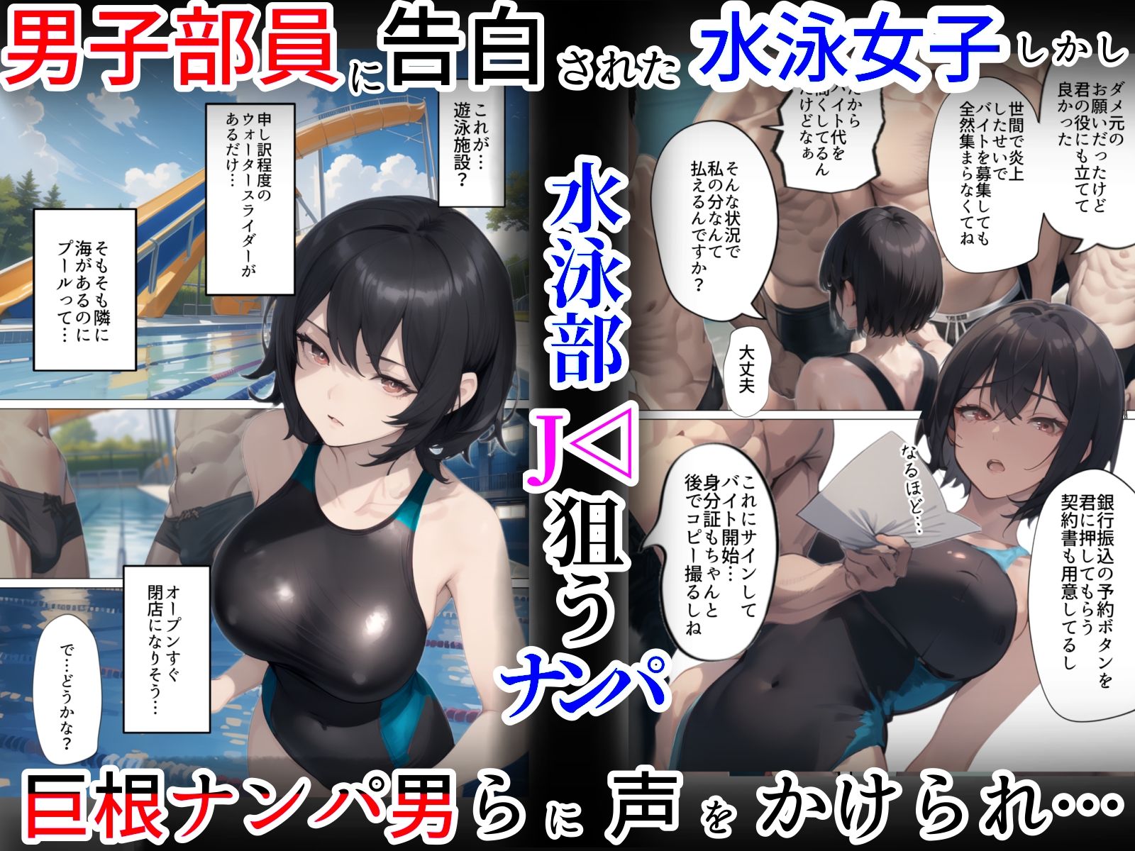 開業!寝取られ精液プール〜天才水泳女子は合宿サボるもチャラ男集団にナンパされ開業前のプール「白濁精液プール」に浸らされ孕む!男子部員に告白された合宿中に寝取られる話 画像1