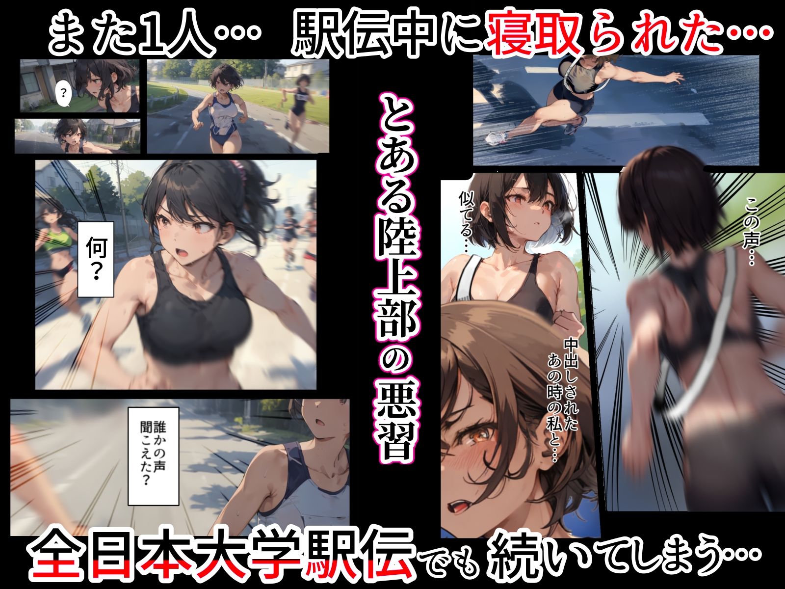 再開!寝取られ大学駅伝-陸上女子は大会中にOBに中出し孕まされ敗退出産ゴールへ!全国大学駅伝でやっと遠距離から再会した彼女達はチャラ男達に寝取られる話【寝取られ駅伝2】 画像1