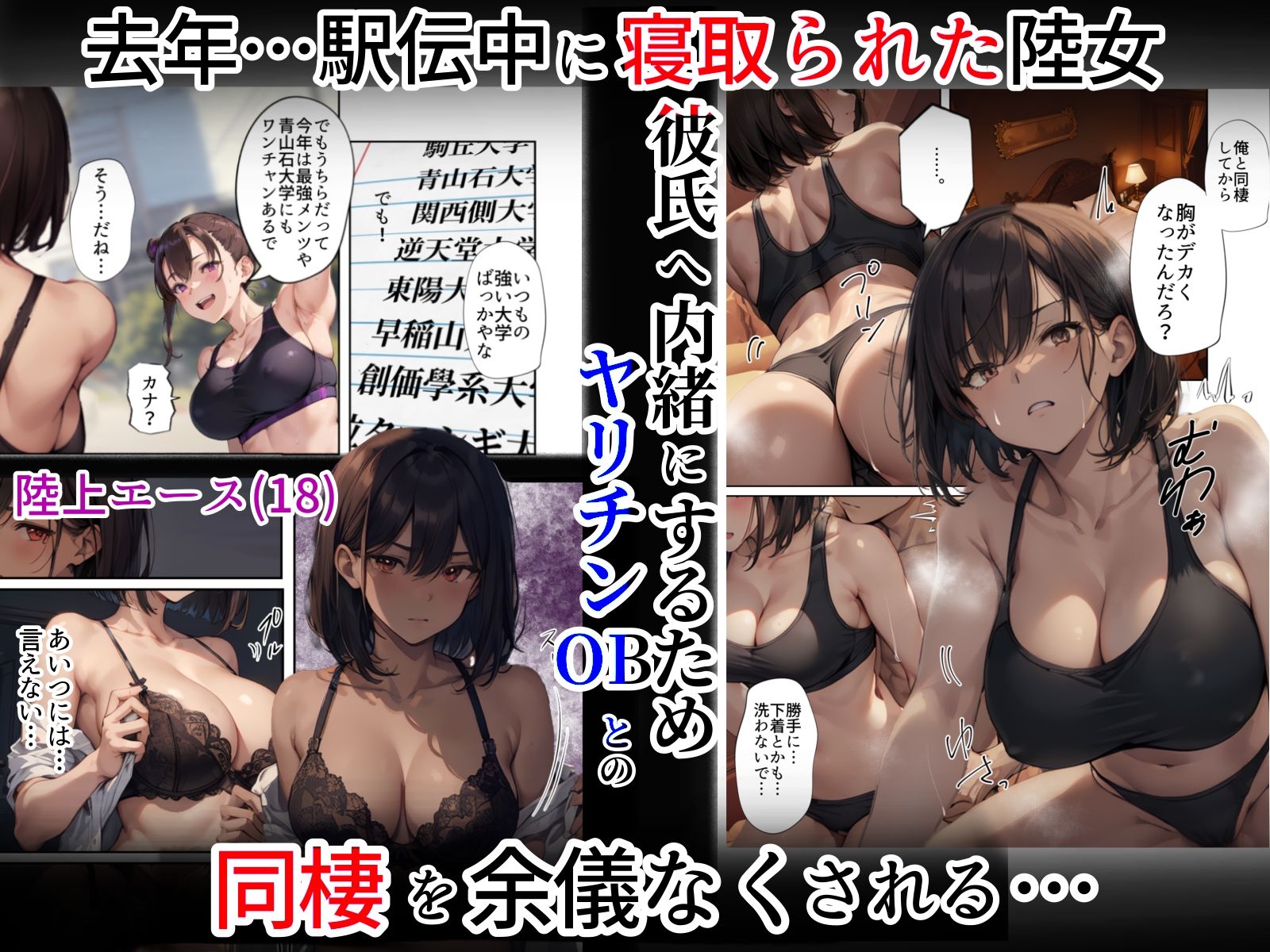 再開!寝取られ大学駅伝-陸上女子は大会中にOBに中出し孕まされ敗退出産ゴールへ!全国大学駅伝でやっと遠距離から再会した彼女達はチャラ男達に寝取られる話【寝取られ駅伝2】 画像2