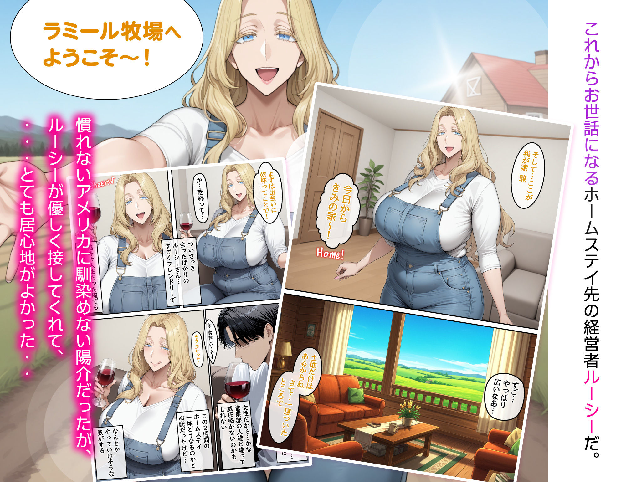 ホームステイ先の爆乳ブロンド美女に雌牛コスで誘惑されてイチャラブ種付け生活1 画像4