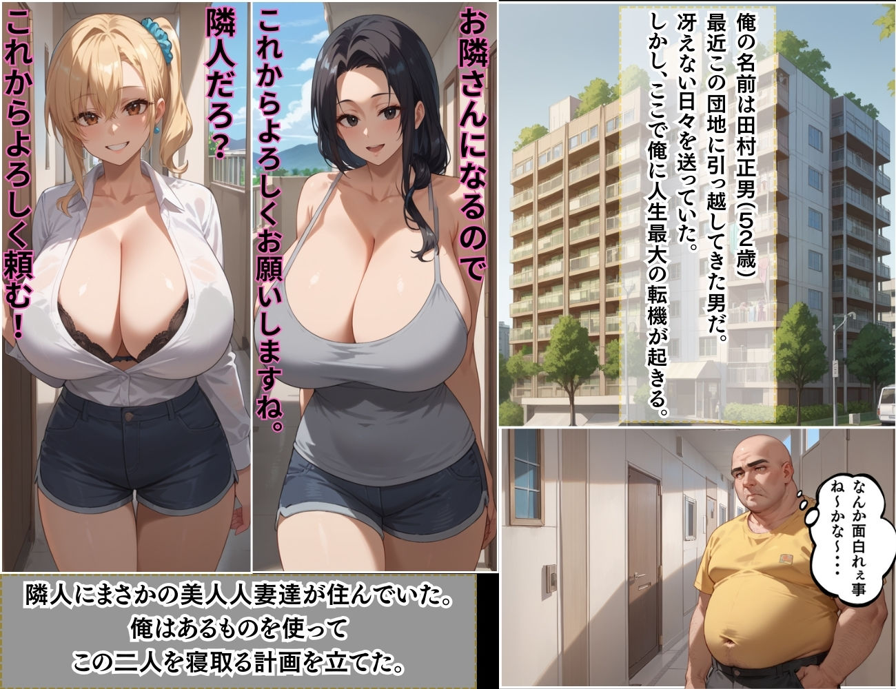 催●支配 団地妻 隣人が両方とも美人人妻だったので催●お香で発情させて寝取った話 画像1