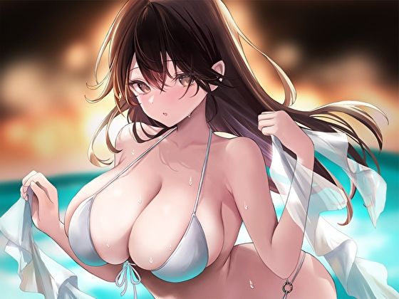 こっそりだらイチャ夏休み。彼女のどすけべお姉ちゃんとナイトプールで密着誘惑えっち【オホ声】 画像2